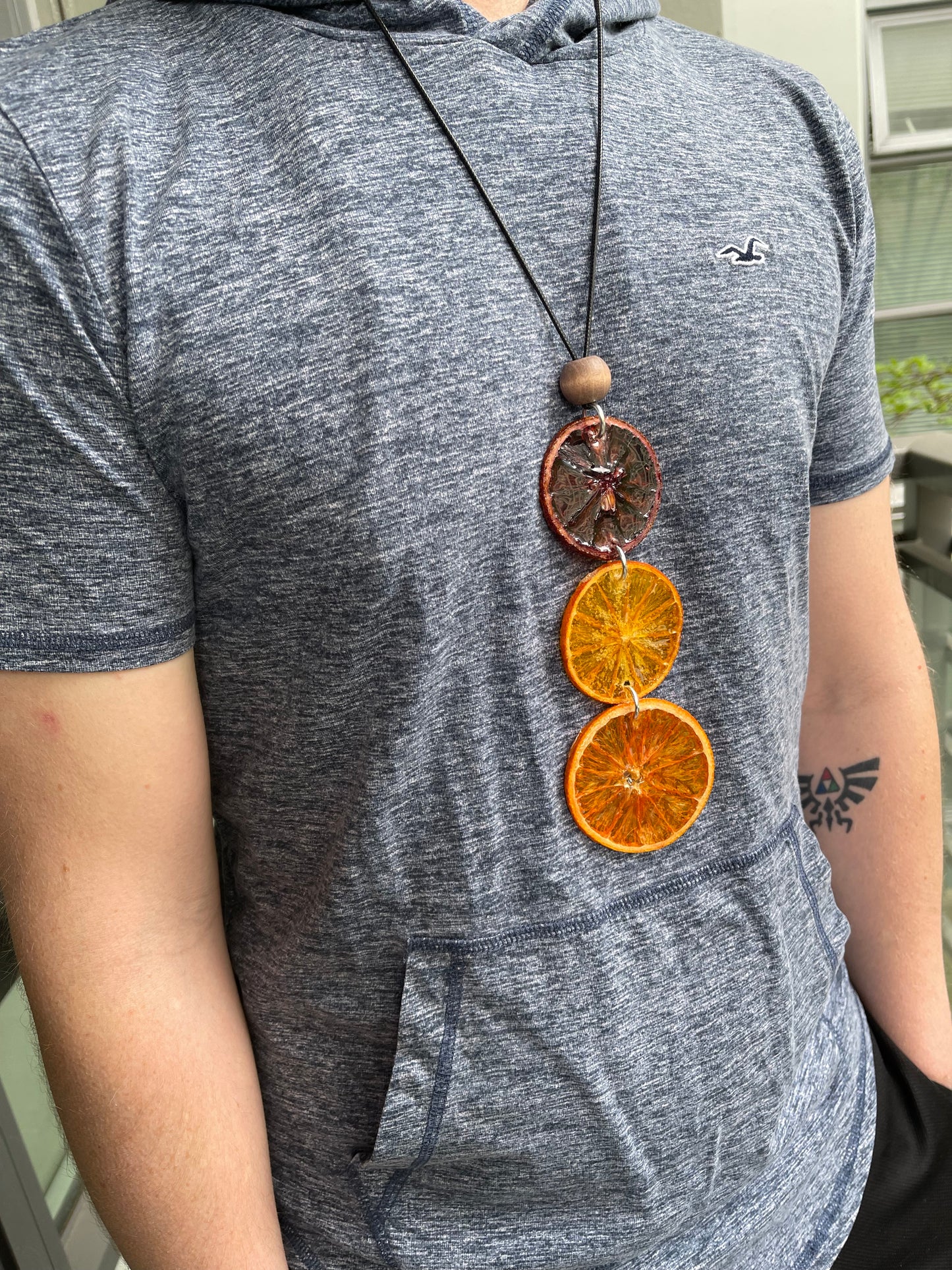 Orange Wheel Earrings + Triple Orange Necklace Set *Free Shipping*