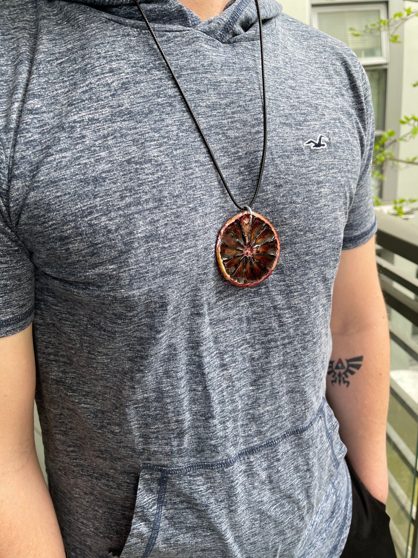 Orange Wheel Earrings + Blood Orange Necklace Set *Free Shipping*