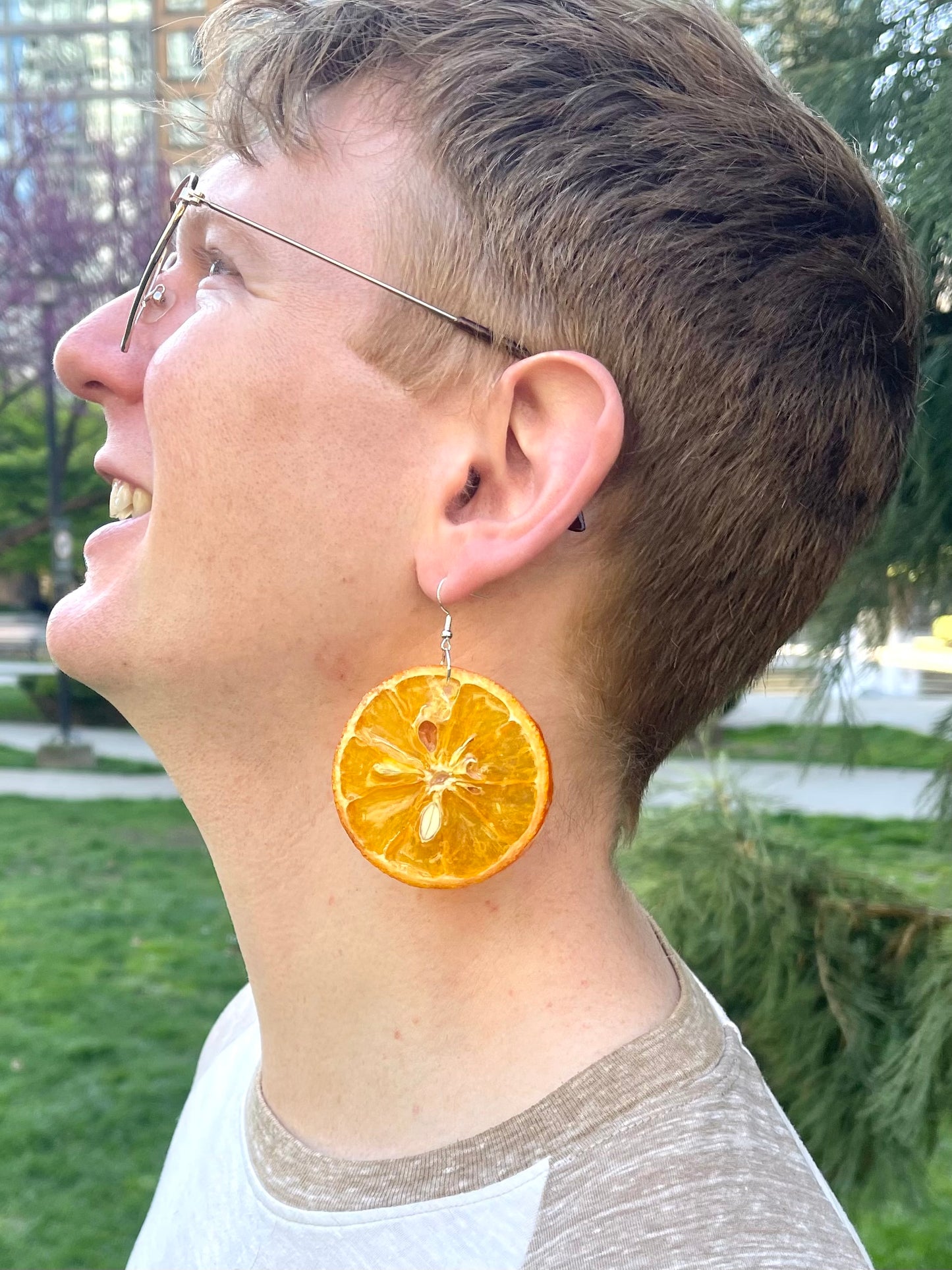 Orange Wheel Earrings + Blood Orange Necklace Set *Free Shipping*