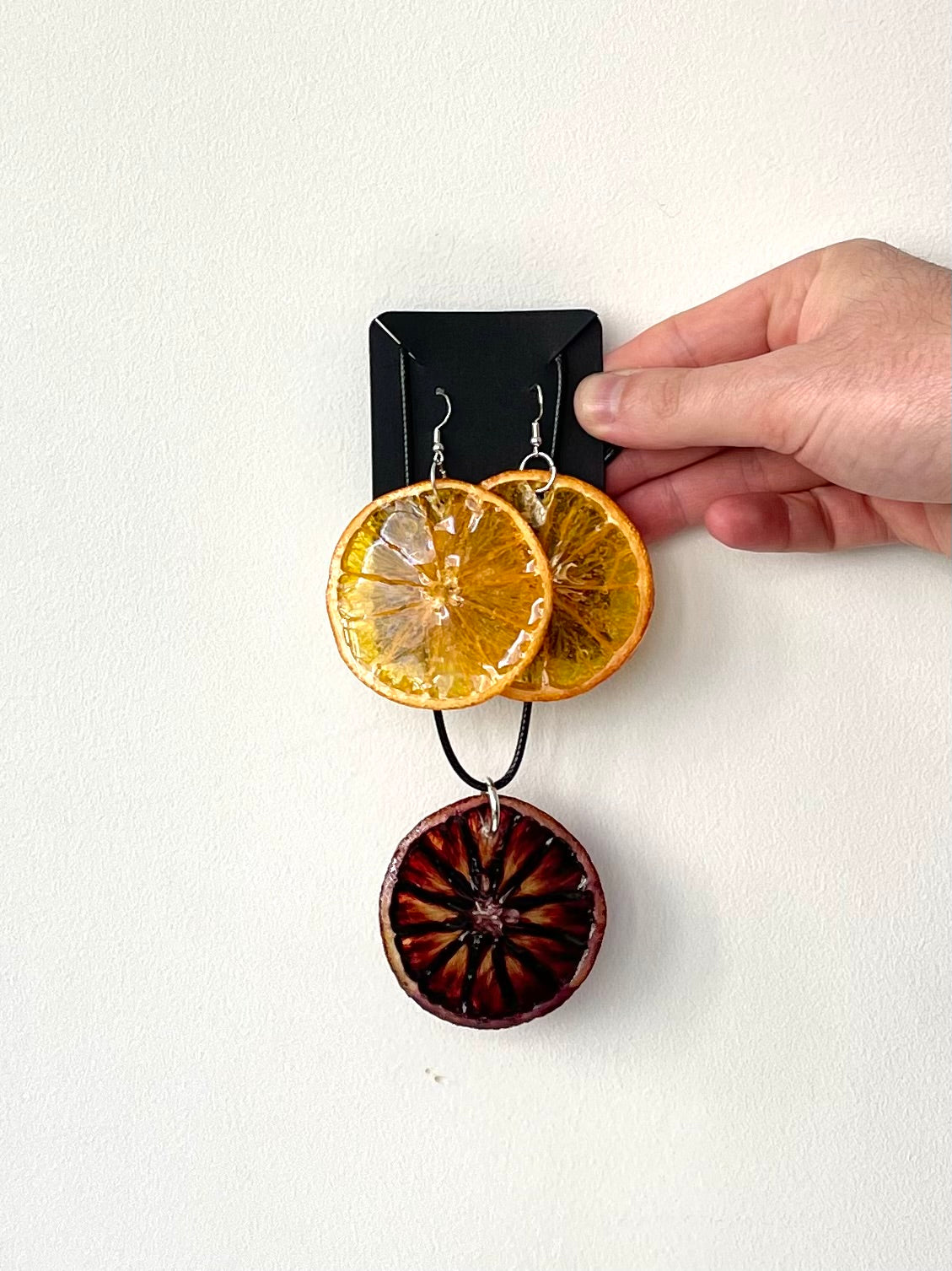 Orange Wheel Earrings + Blood Orange Necklace Set *Free Shipping*